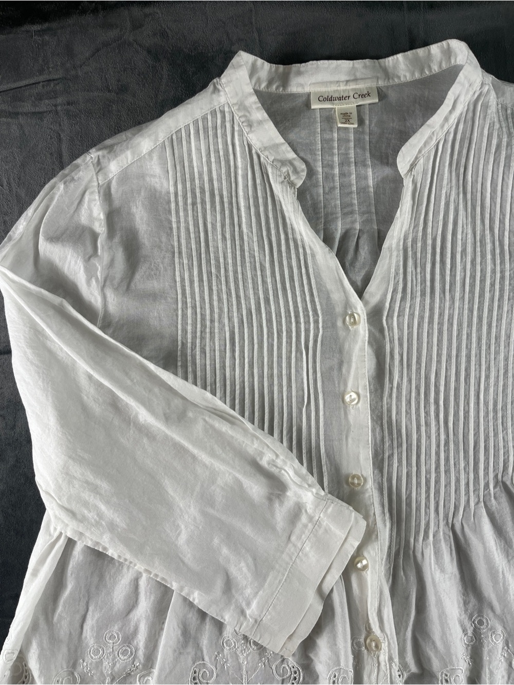 Coldwater Creek Women's Embroidered Tunic Peasant BOHO White Blouse Size 2X - Picture 13 of 13